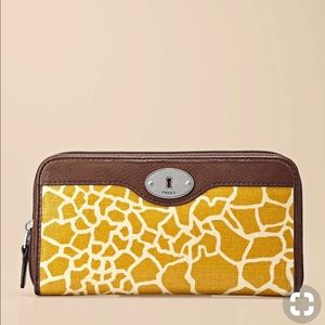 Fossil wallet yellow with brown leather